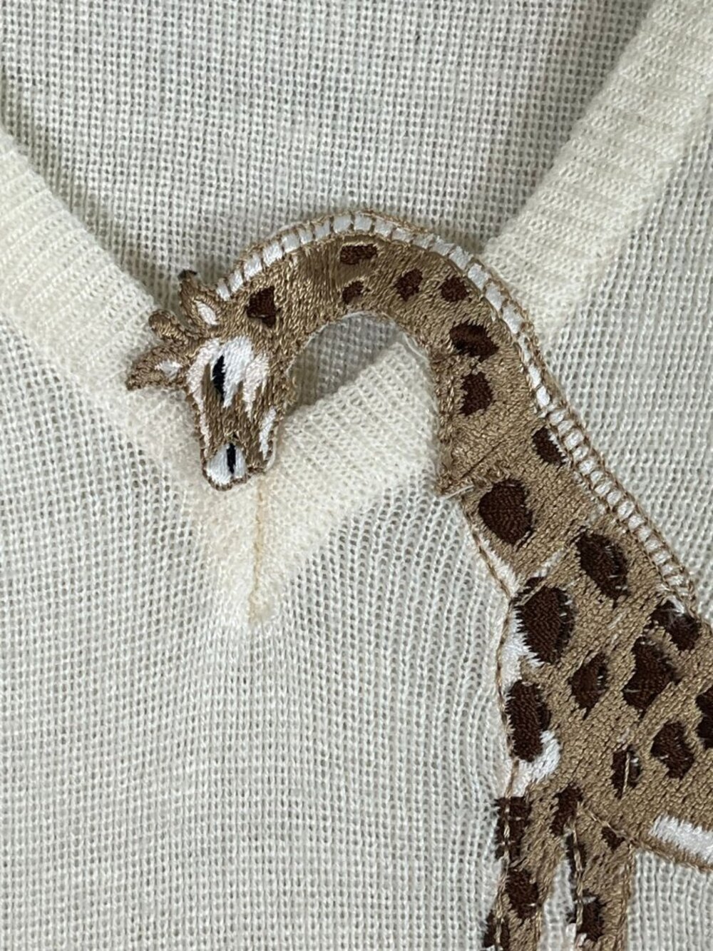 Vintage Giraffe Knit Sweater Cream M Retro Mod Safari 60s Classic Artsy Festival - Picture 6 of 9